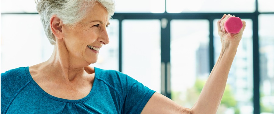 Female osteoporosis patient exercising