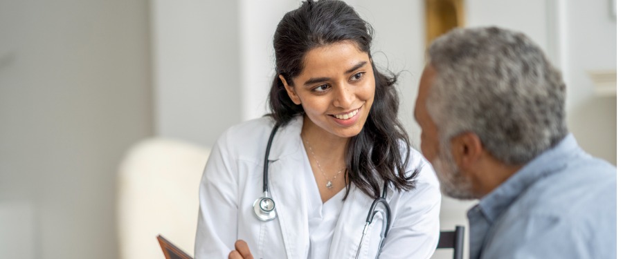 Doctor and patient discussing clinical trials