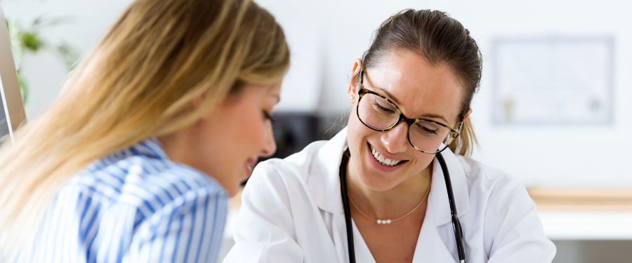 patient with her doctor