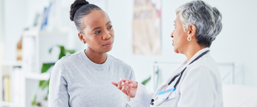 woman with doctor